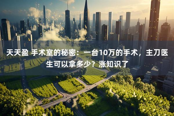 天天盈 手术室的秘密：一台10万的手术，主刀医生可以拿多少？涨知识了